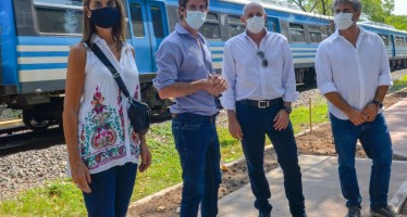 Juan Andreotti recorrió con autoridades de Trenes la obra del nuevo paseo aeróbico de San Fernando