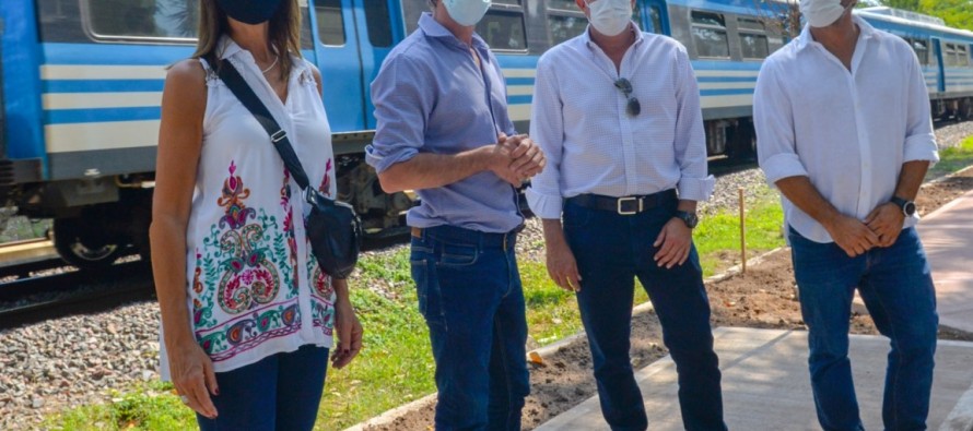 Juan Andreotti recorrió con autoridades de Trenes la obra del nuevo paseo aeróbico de San Fernando