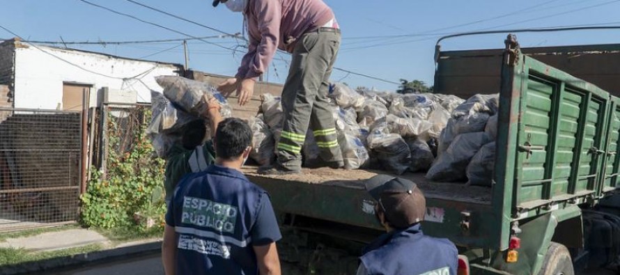 En San Isidro los troncos de las podas se convierten en leña para comedores populares