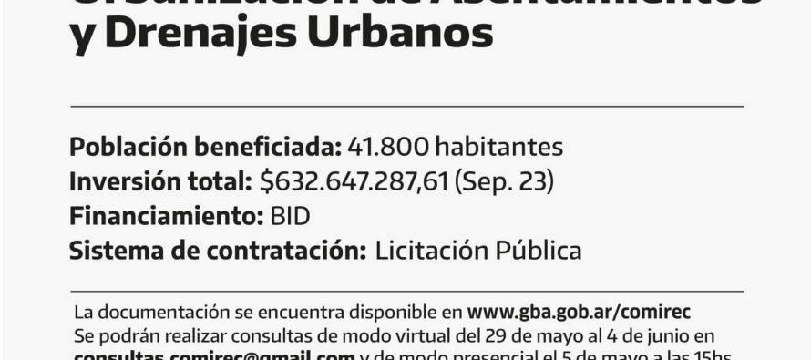 Comenzó la consulta pública por obras viales e hidráulicas para Hurlingham